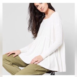Free People White Oversized Long Sleeve Tunic